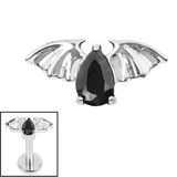 Titanium Internal Jewelled Death Bat 1.2mm / Titanium / Jet Black