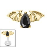 Titanium Internal Jewelled Death Bat 1.2mm / Gold Titanium / Jet Black