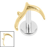 Titanium Internally Threaded Labrets 1.2mm - Titanium Harvest Scythe 1.2mm, 9mm / Mirror Polish / Gold Titanium