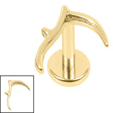 Titanium Internally Threaded Labrets 1.2mm - Titanium Harvest Scythe 1.2mm, 9mm / Gold Titanium / Gold Titanium
