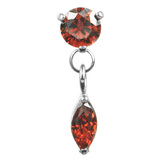 Titanium Internal Jewelled Solitaire with Marquise Drop 1.2mm,Garnet / Titanium
