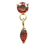 Titanium Internal Jewelled Solitaire with Marquise Drop 1.2mm,Garnet / Gold Titanium