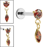 Titanium Internally Threaded Labrets 1.2mm - Titanium Jewelled Solitaire with Marquise Drop - SKU 73963