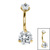 Belly Bar - Titanium Internal Thread Claw Set Double Jewelled - SKU 73984