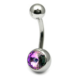 Steel Jewelled Belly Bar - 12mm Vitrail Light
