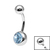 Titanium Internal Thread Jewelled Belly Bar - 10mm Light Sapphire / 10mm - alternative image