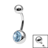 Titanium Internal Thread Jewelled Belly Bar - 12mm - SKU 74012