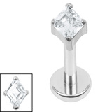 Titanium Internally Threaded Labrets 1.2mm - Titanium French Cut Diamond - SKU 74031
