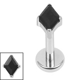 Titanium Internally Threaded Labrets 1.2mm - Titanium French Cut Diamond - SKU 74034