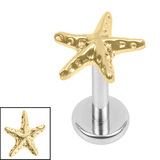 Titanium Internally Threaded Labrets 1.2mm - Titanium Starfish - SKU 74099