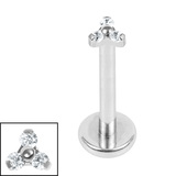 Titanium Internally Threaded Labrets 1.2mm - Titanium Dainty Jewelled Trinity - SKU 74120