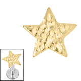 Titanium Internal Hammered Star 1.2mm, Gold Titanium