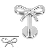 Titanium 1.2mm  Internally Threaded Labrets - Ribbon Bow - SKU 74193