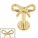 Titanium 1.2mm  Internally Threaded Labrets - Ribbon Bow - SKU 74197