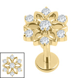 Titanium Internally Threaded Labrets 1.2mm - Jewelled Kaleidoscope - SKU 74218