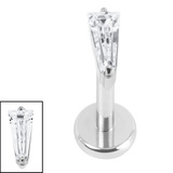 Titanium Internally Threaded Labrets 1.2mm - Titanium Jewelled Tapered Baguette - SKU 74225