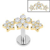 Titanium Internally Threaded Labrets 1.2mm - Alice Flower Trio - SKU 74249