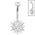 Belly Bar - Titanium Internal Double Jewelled Marquise Sunflower 1.6mm,10mm / Mirror Polish Titanium / Crystal Clear - alternative image