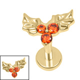 Titanium Internally Threaded Labrets 1.2mm - Titanium Winterberry - SKU 74360