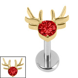Titanium Internally Threaded Labrets 1.2mm - Jewelled Stag - SKU 74390