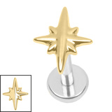 Titanium Internally Threaded Labrets 1.2mm - Titanium Astrid Star - SKU 74406