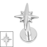 Titanium Internally Threaded Labrets 1.2mm - Titanium Astrid Star - SKU 74407