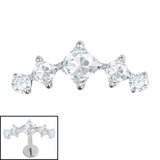 Titanium Internal Jewelled Twilight Curve 1.2mm, Crystal Clear / Titanium