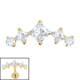 Titanium Internal Jewelled Twilight Curve 1.2mm, Crystal Clear / Gold Titanium