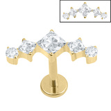Titanium Internally Threaded Labrets 1.2mm - Jewelled Twilight Curve 1.2mm, 10mm / Gold Ti Labret / Gold Ti Jewel, Crystal Clear