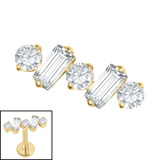 Titanium Internal Wave Baguette 1.2mm, Crystal Clear / Gold Titanium