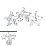 Titanium Internal 3 Sisters Jewelled Stars 1.2mm / Titanium / Crystal Clear