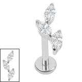 Titanium Internally Threaded Labrets 1.2mm - Tumbling Trio Titanium, Titanium / 1.2mm, 5mm / Crystal Clear