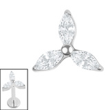 Titanium Internal Jewelled Windmill Top 1.2mm, Crystal Clear / Mirror Polish Titanium