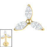 Titanium Internal Jewelled Windmill Top 1.2mm, Crystal Clear / Gold Titanium