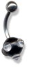 Acrylic Mace Belly Bar 10mm black clear combination