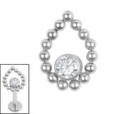 Titanium Internal Jewelled Asia Dewdrop 1.2mm, Crystal Clear / Mirror Polish Titanium