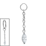 Titanium Charm - Jewelled Marquise Marquise drop Charm only / Titanium