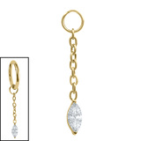 Titanium Charm - Jewelled Marquise Marquise drop Charm only / Gold Titanium
