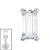 Titanium Internal Jewelled Baguette 1.2mm, Crystal Clear / Mirror Polish Titanium