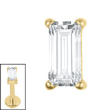 Titanium Internal Jewelled Baguette 1.2mm, Crystal Clear / Gold Titanium