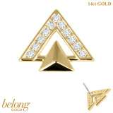 belong 14ct Solid Gold Threadless (Bend fit) Alpha Pyramid With 14k Solid Gold Threadless Labret / 1.0mm, 8mm