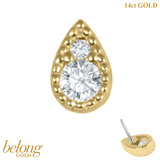 belong 14ct Solid Gold Threadless (Bend fit) Asia Paisley Teardrop With 14k Solid Gold Threadless Labret / 1.0mm, 8mm