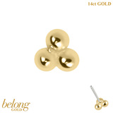 belong 14ct Solid Gold Threadless (Bend fit) Asia Trinity With 14k Solid Gold Threadless Labret / 1.0mm, 8mm
