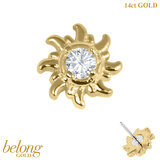 belong 14ct Solid Gold Threadless (Bend fit) Celestial Sun Jewel With 14k Solid Gold Threadless Labret / 1.0mm, 8mm