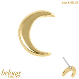 belong 14ct Solid Gold Threadless (Bend fit) Crescent Moon With 14k Solid Gold Threadless Labret / 1.0mm, 8mm