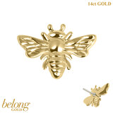 belong 14ct Solid Gold Threadless (Bend fit) Golden Bee With 14k Solid Gold Threadless Labret / 1.0mm, 8mm