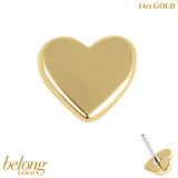 belong 14ct Solid Gold Threadless (Bend fit) Heart With 14k Solid Gold Threadless Labret / 1.0mm, 8mm