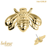 belong 14ct Solid Gold Threadless (Bend fit) Honey Bee With 14k Solid Gold Threadless Labret / 1.0mm, 8mm