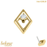 belong 14ct Solid Gold Threadless (Bend fit) Jewel Set Diamond Outline With 14k Solid Gold Threadless Labret / 1.0mm, 8mm