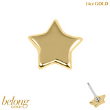 belong 14ct Solid Gold Threadless (Bend fit) Mini Star With 14k Solid Gold Threadless Labret / 1.0mm, 8mm